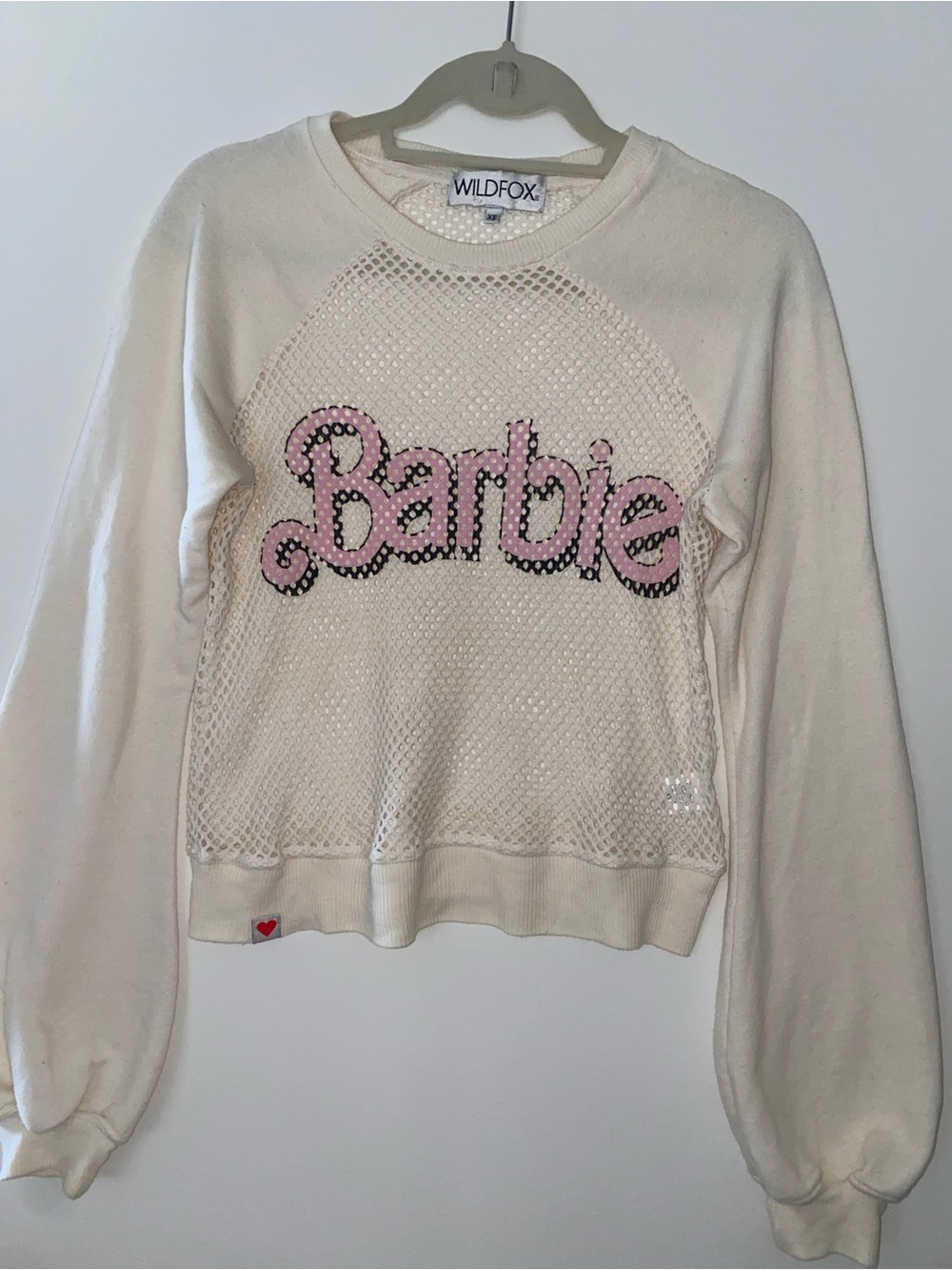 Wildfox Ivory Mesh BARBIE Pullover Sweatshirt XS